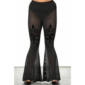 Women's pants KILLSTAR - Serpentine Powermesh Flares - Black- SIZE MEDIUM NWT